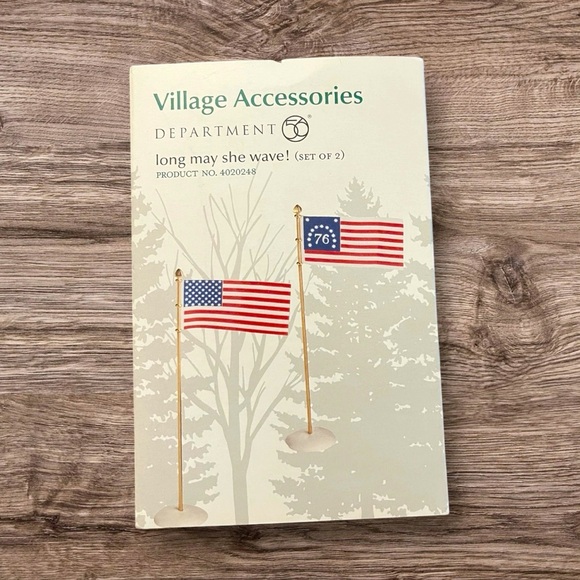 Dept. 56 Christmas Snow Village Accessory - Long May She Wave -Set of 2 Flags - Picture 1 of 3